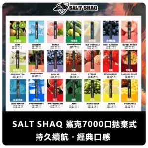 SALT SHAQ 鯊克 7000 Puffs 拋棄式電子煙 (21 種口味) (即用款)